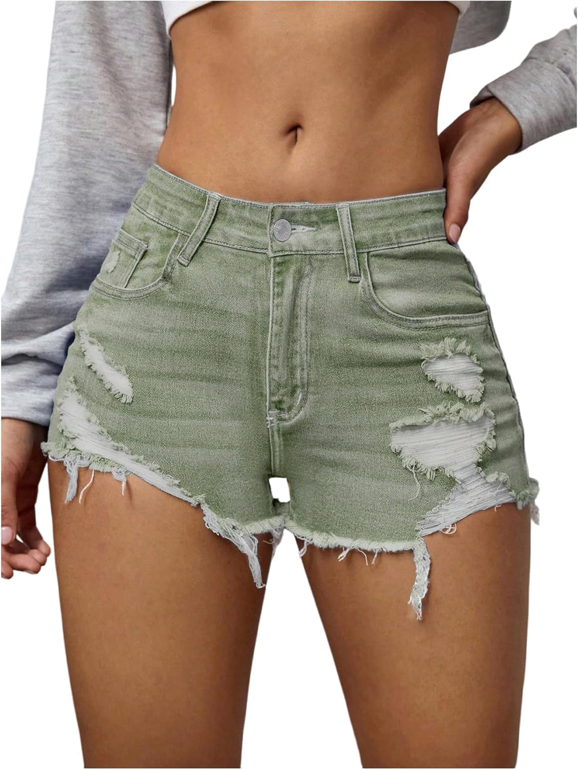 Ripped Distressed Skinny Denim Shorts for Women - Stylish Fit