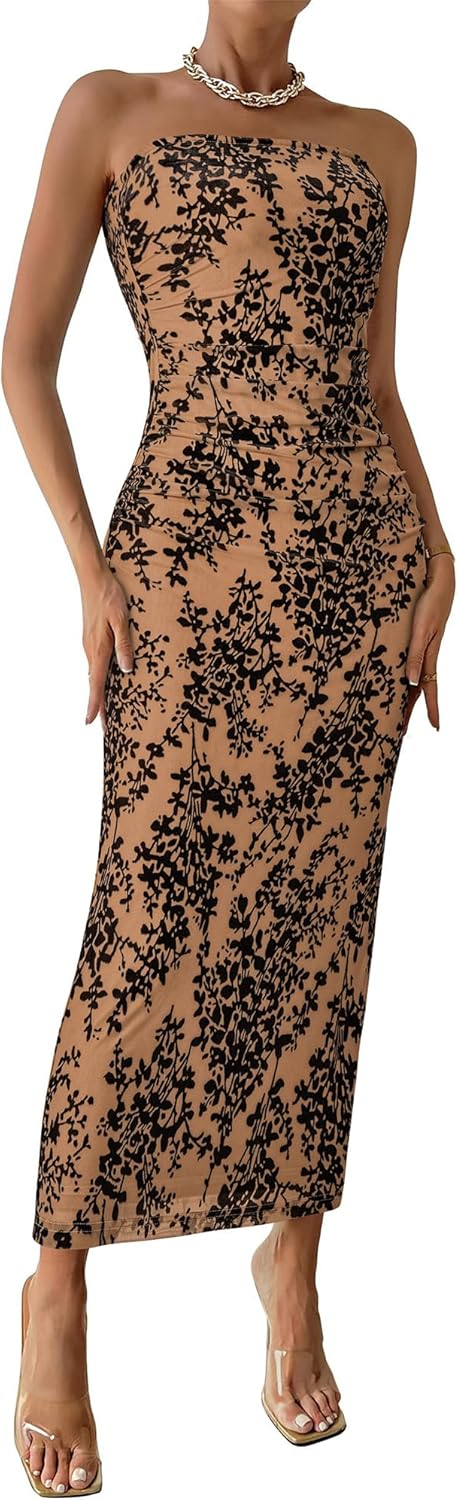 BTFBM Women's Summer Maxi Tube Dress for Elegant Parties