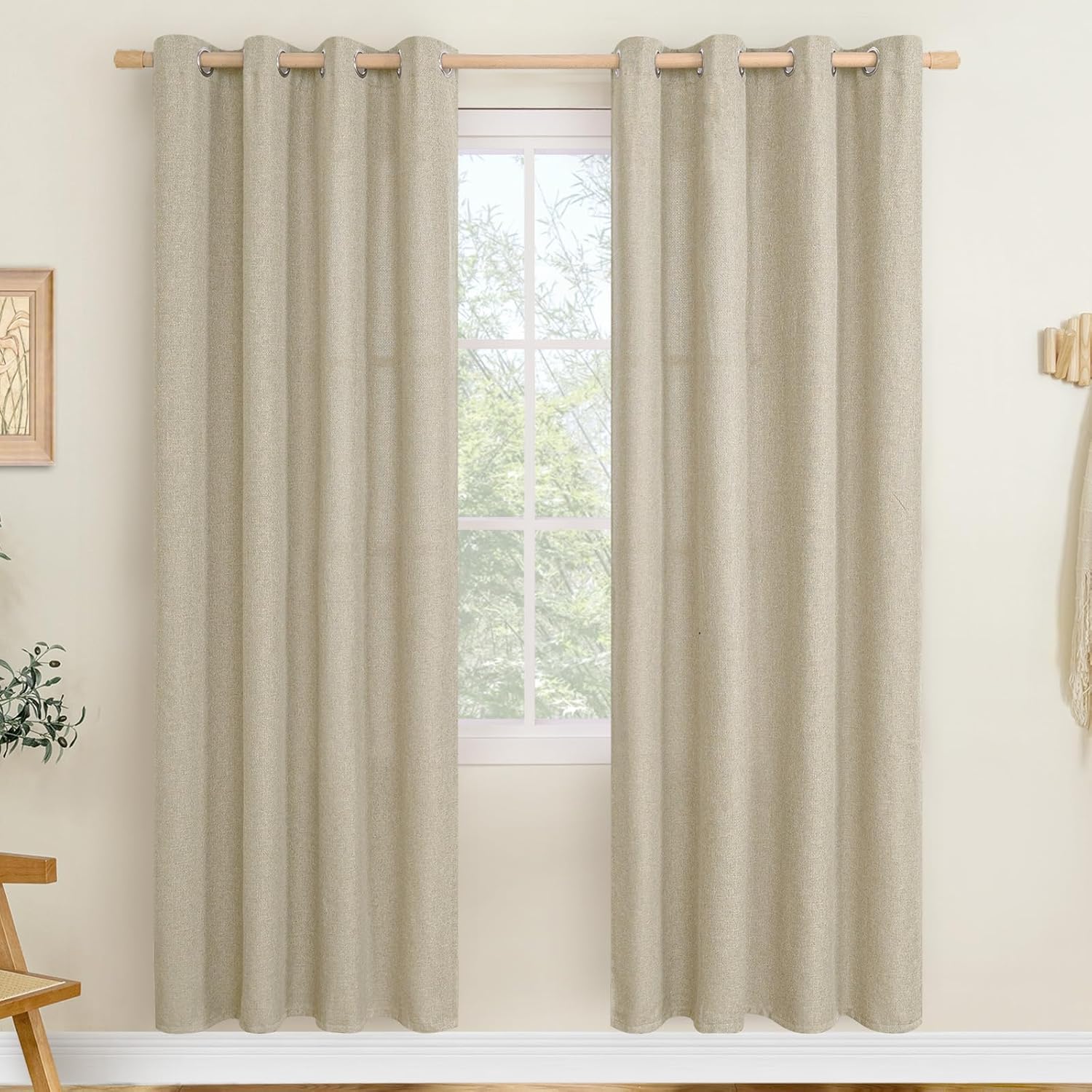 LAMIT Camel Linen Curtains for Living Room and Bedroom Decor