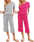 Women's Pajamas Set Short Sleeve Capri - Soft 2 Pack