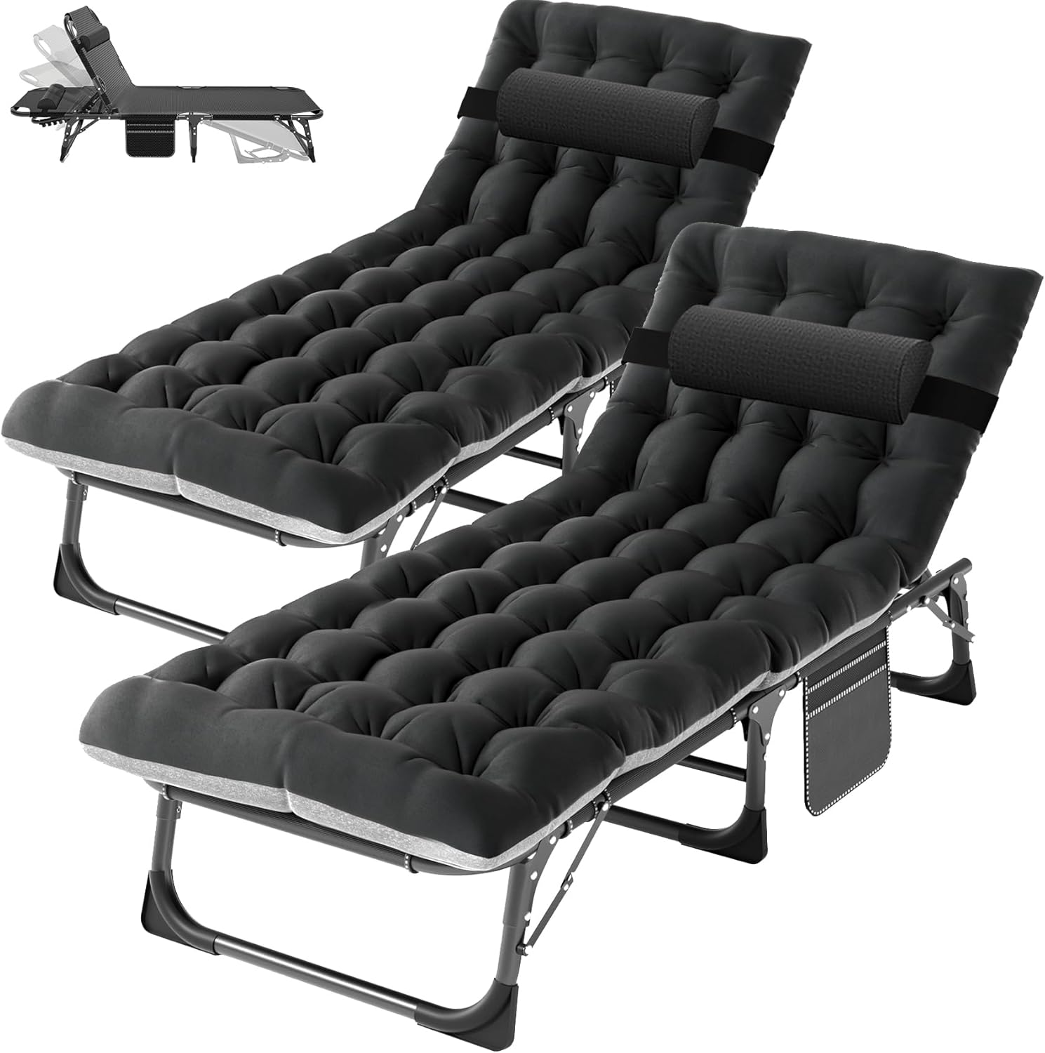 ABORON Patio Lounge Chair - Heavy Duty Adjustable Chaise Lounge