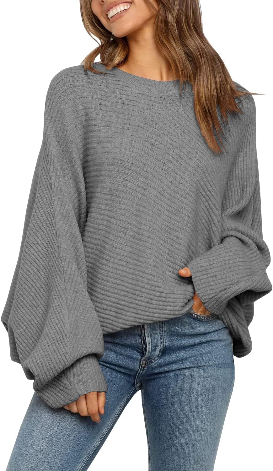 Mafulus Women's Oversized Crewneck Sweater for Casual Style