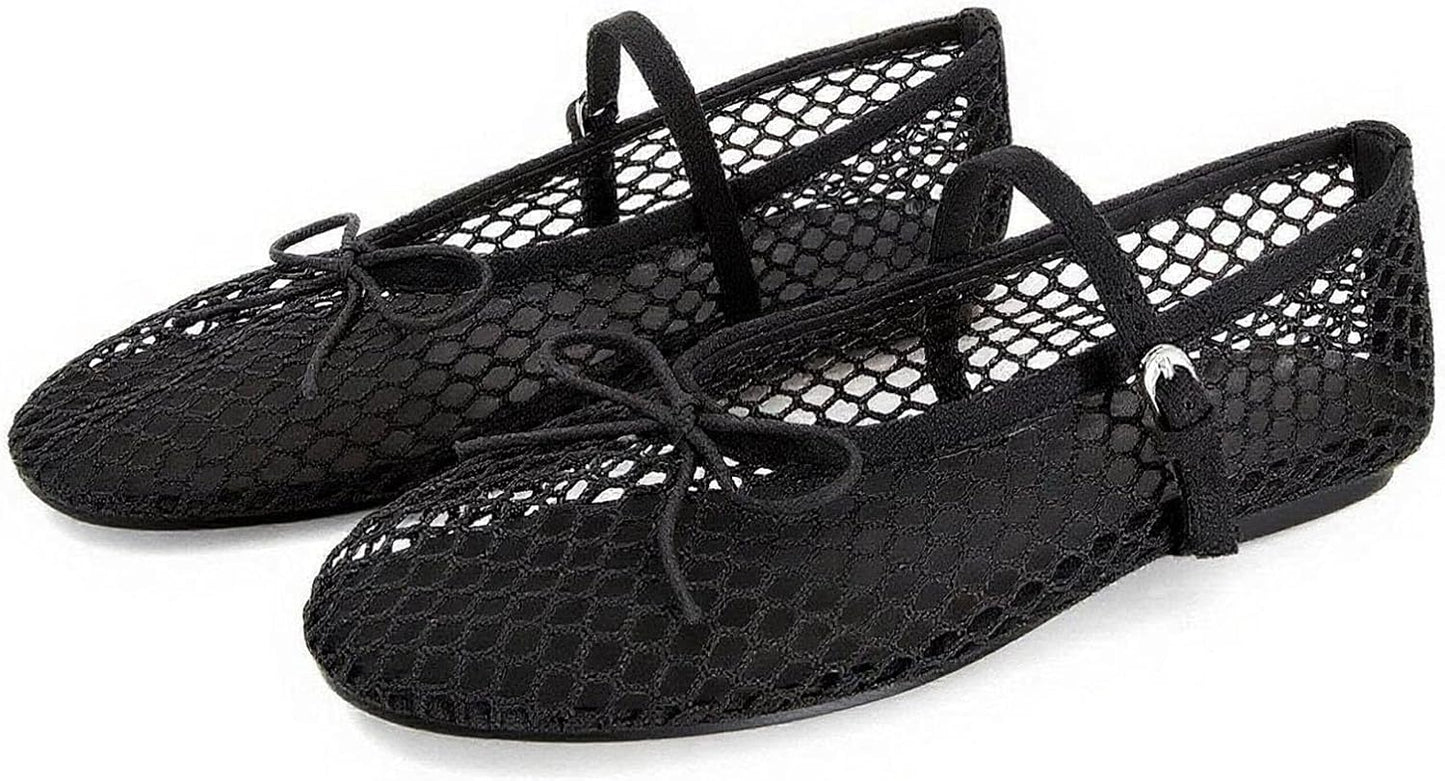 Stylish Mesh Ballet Flats for Women - Comfortable Mary Jane Shoes
