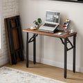Frylr Small Folding Computer Desk 35.8 in Dark Walnut - With Built-In