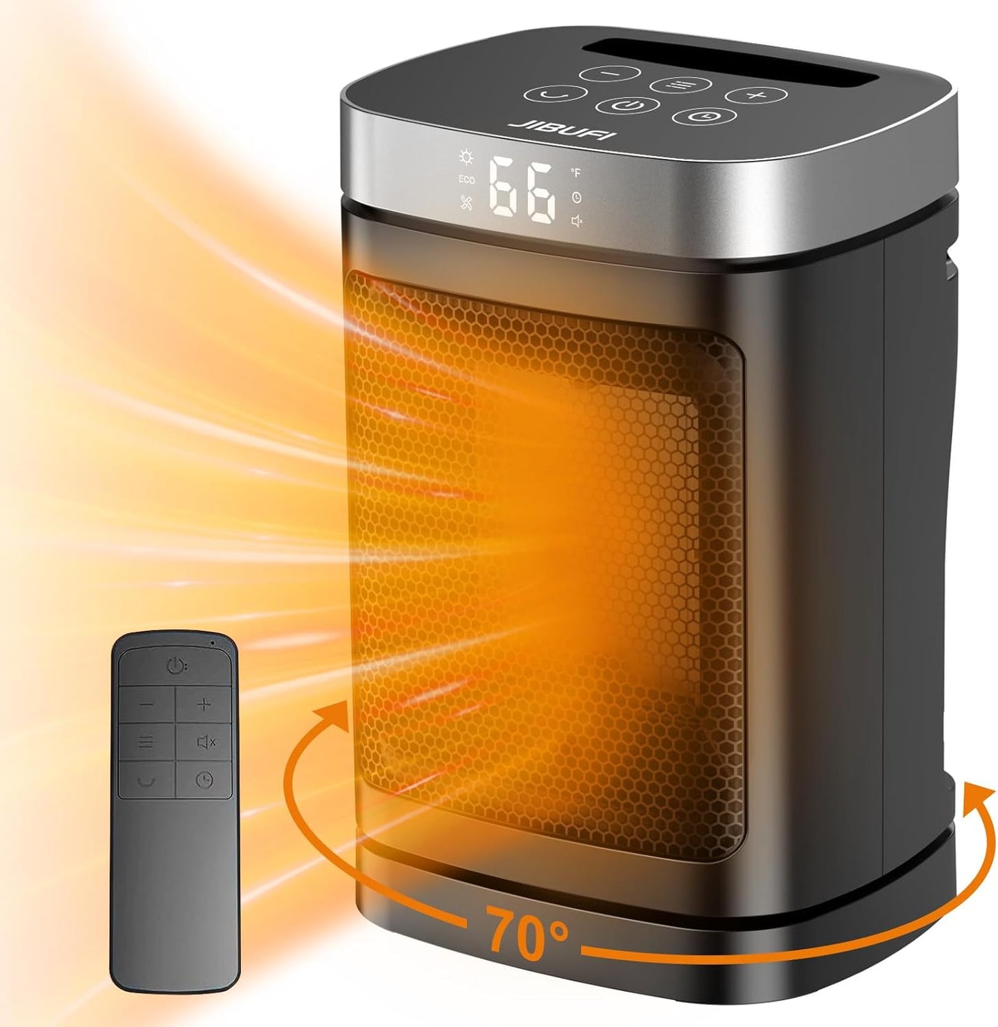 JIBUFI 1500W PTC Heater - Rapid Safe Heating, Remote Control