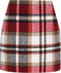 Womens High Waist Plaid Skirt Bodycon Pencil Wool Mini (Style YXVP)
