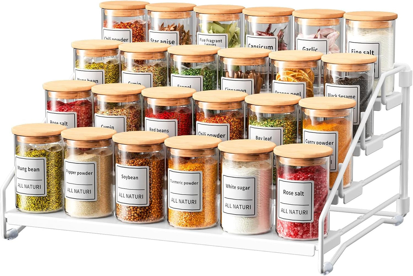 Adjustable 4 Tier Spice Rack Organizer for Kitchen Countertop