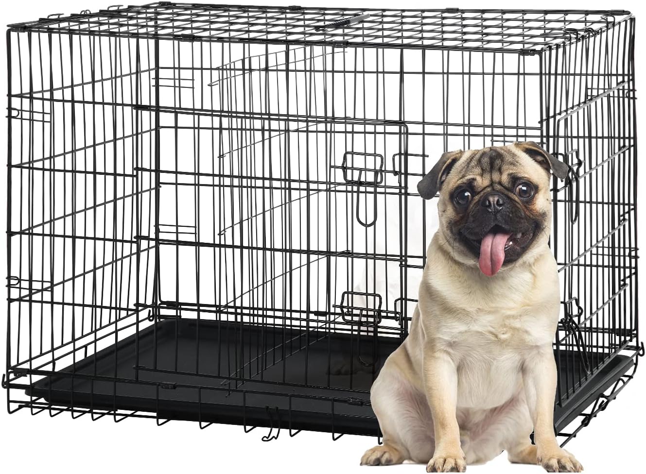 Small Dog Crate for Puppy, 24 Inch Metal Wire Pet Cage