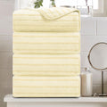 4 Pcs Light Yellow Cabana Stripe Large Bath Towels 35in x 70in