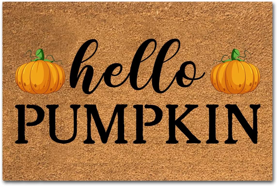 Funny Coir Doormat - Hello Pumpkin Halloween Decor Mat