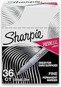 SHARPIE Metallic Permanent Markers Fine Point, Metallic Silver - 36