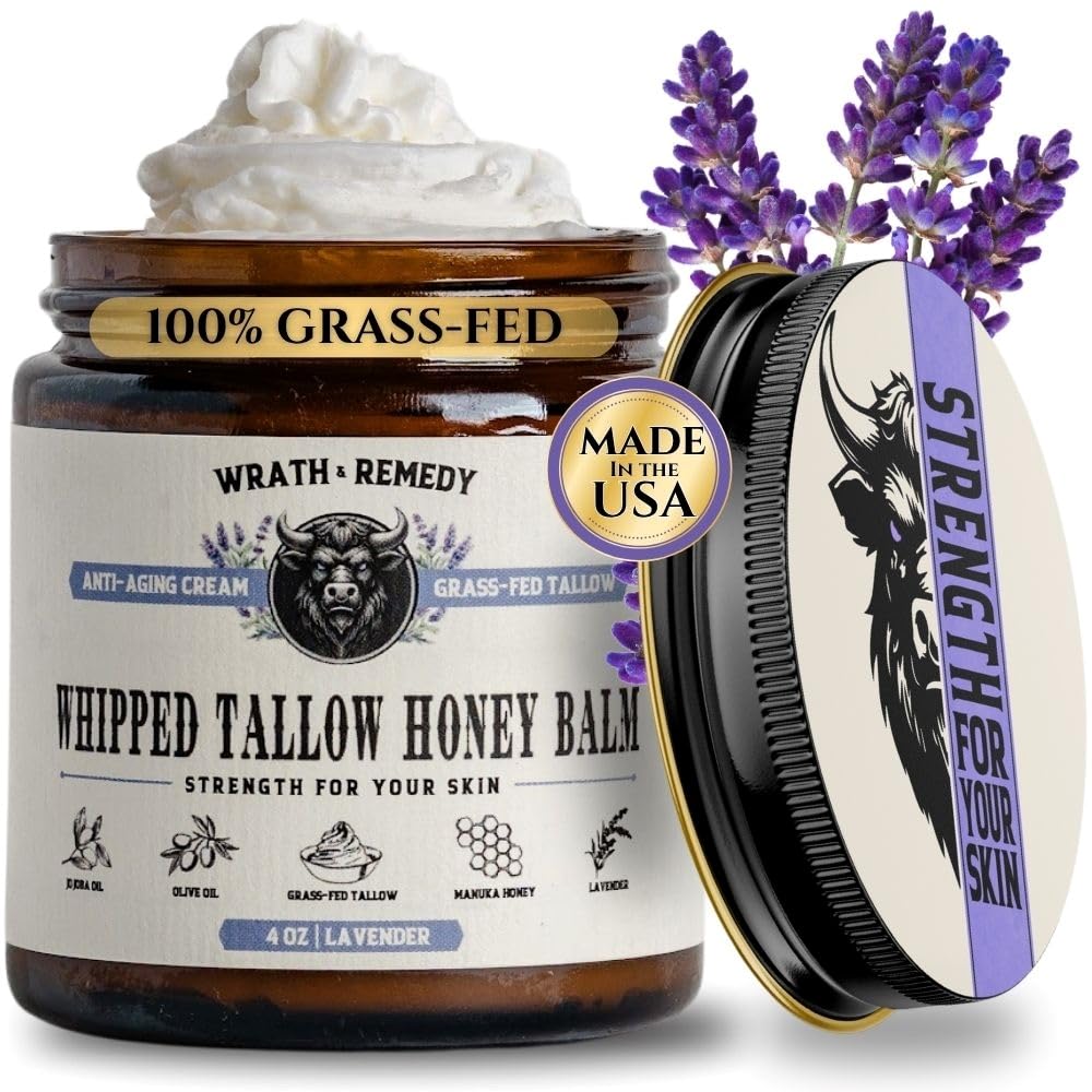 Organic Beef Tallow for Skin - Lavender Whipped Balm Moisturizer