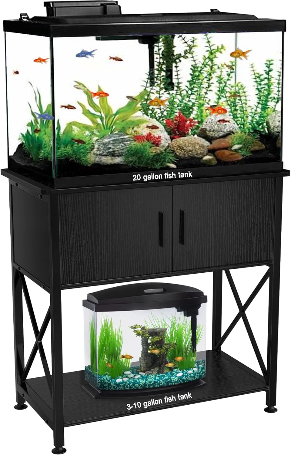 20 Gallon Fish Tank Stand with Cabinet Storage for Aquariums