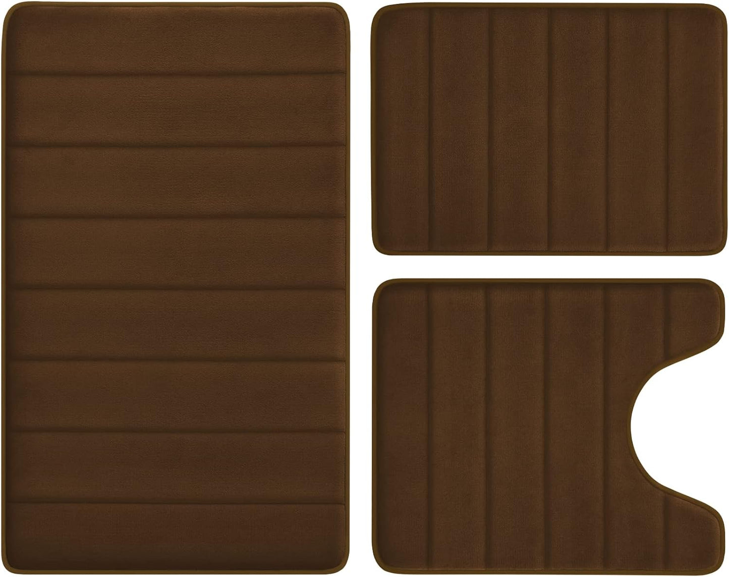 BYSURE Brown Memory Foam Bathroom Rug Set for Comfort & Style