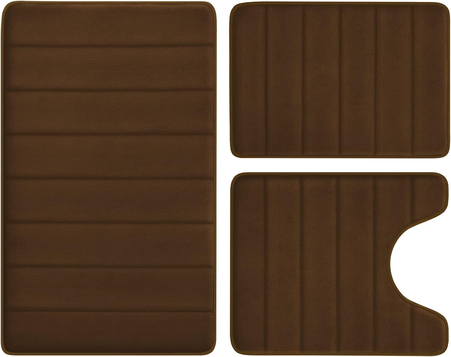 BYSURE Brown Memory Foam Bathroom Rug Set for Comfort & Style