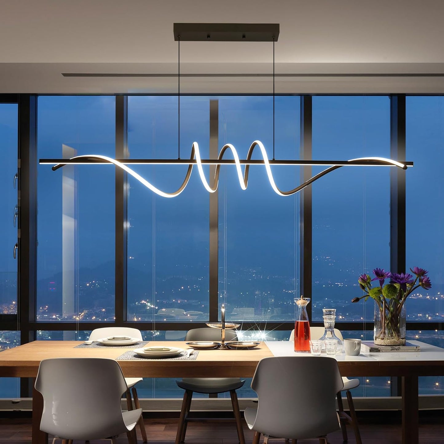 Modern Ceiling Chandelier Light with Remote Control Dimming