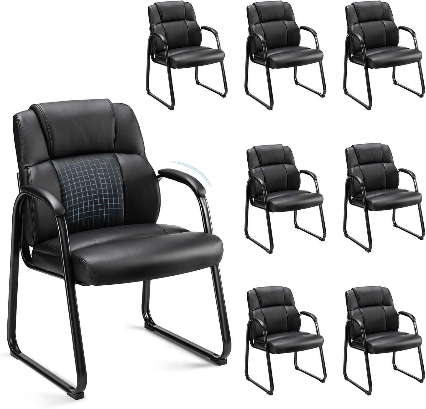 Comfortable Waiting Room Guest Chair Set of 8 for Office Use