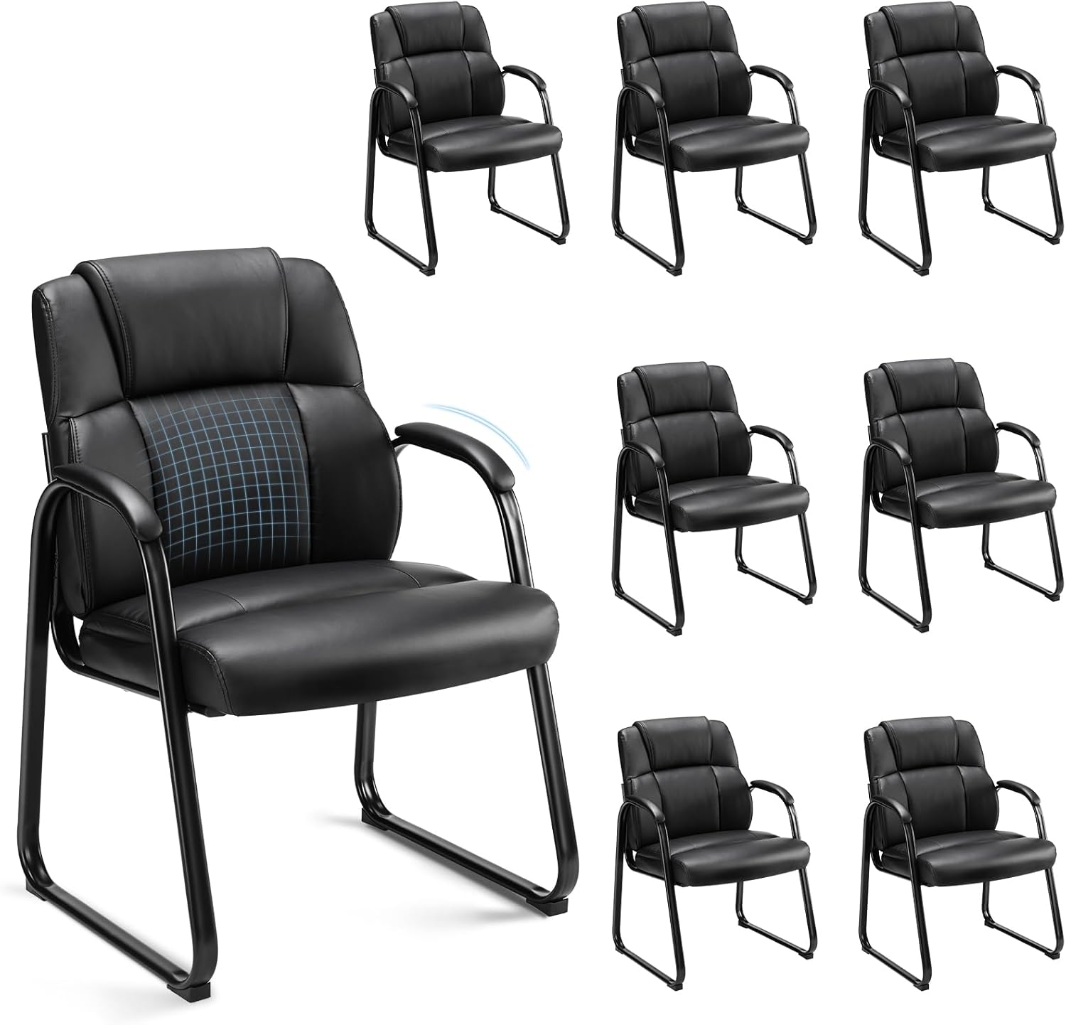 Comfortable Waiting Room Guest Chair Set of 8 for Office Use