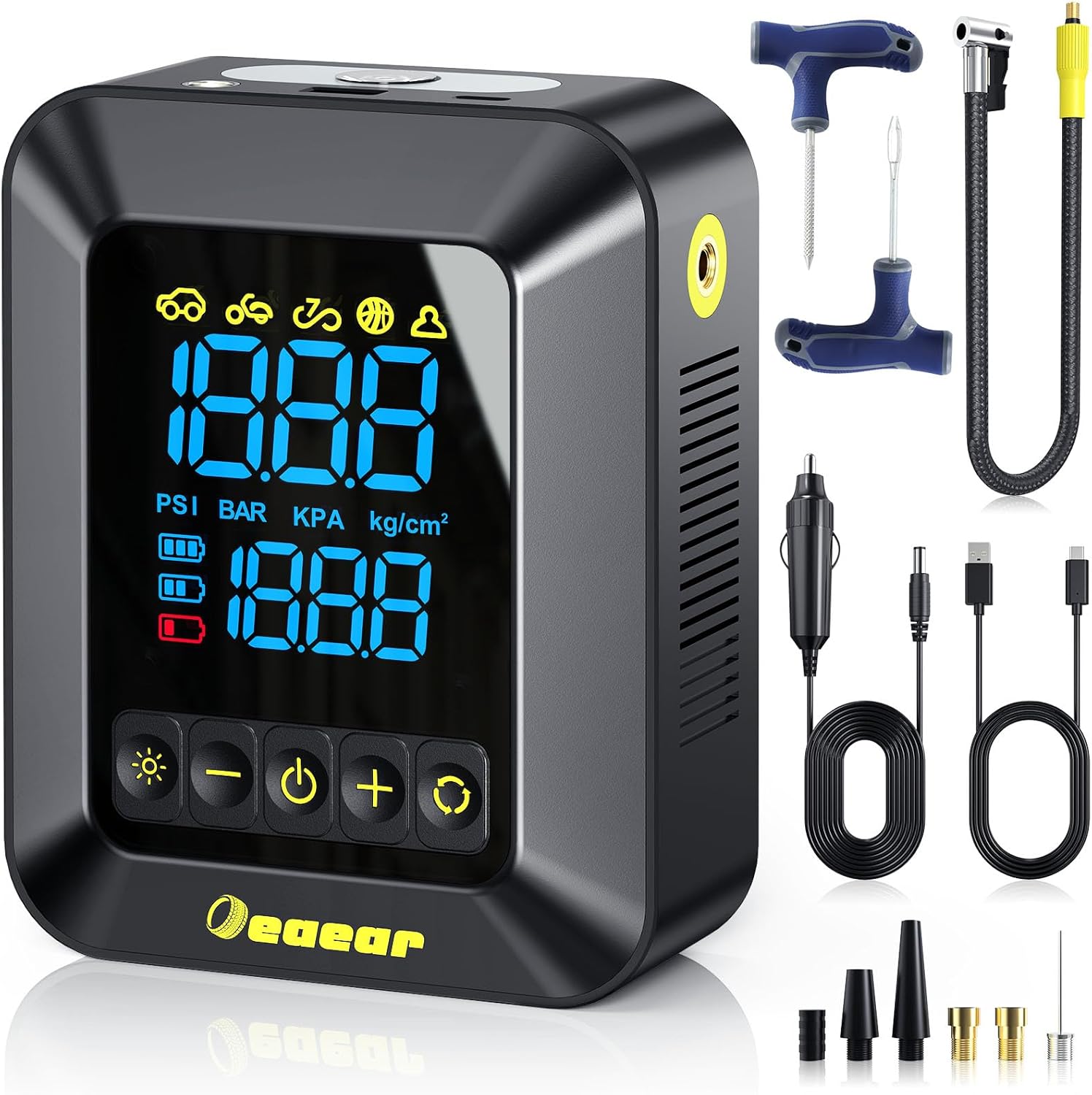 Portable Dual Cylinder Air Compressor | 150PSI | 6-in-1 Tire Kit