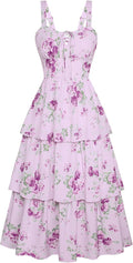 Scarlet Darkness Floral Maxi Dress - Tiered Lace Up Corset