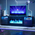 Modern 70 Black Fireplace TV Stand - 36 Electric Fireplace, LED Lights, Sizable Storage
