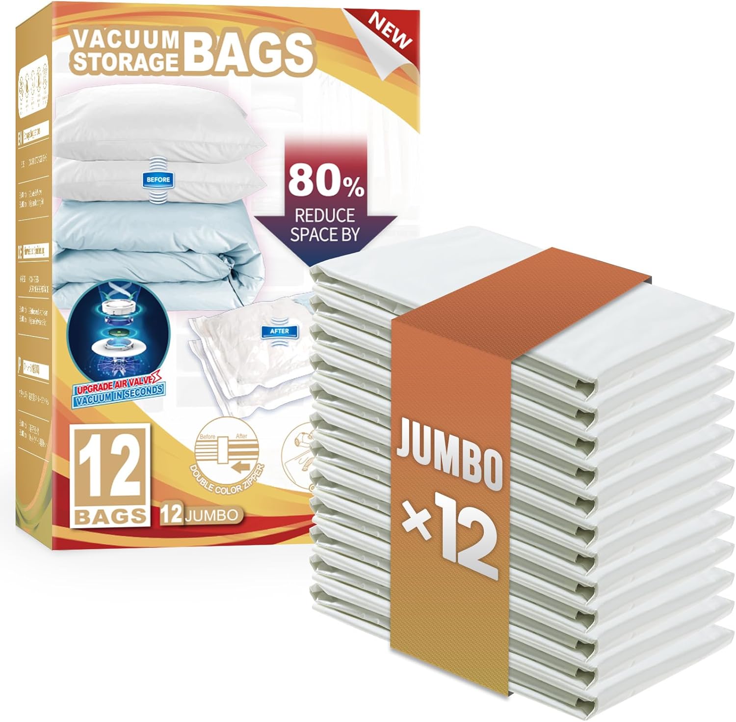 TAILI Jumbo Vacuum Storage Bags for Clothing and Bedding Space Saver