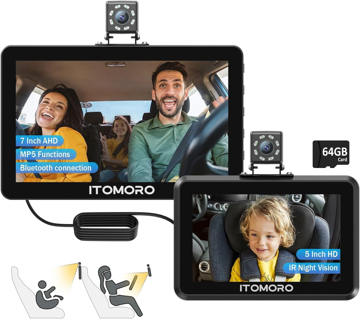 Enhanced Safety: Itomoro Dual Screen Baby Car Camera