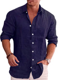 COOFANDY Men's Linen Chambray Button Down Shirt - Casual Tailored Fit