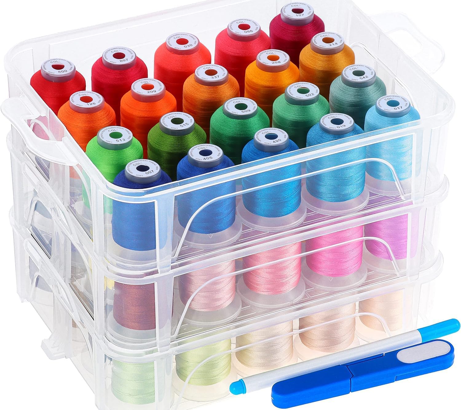 60 Colors Polyester Embroidery Machine Thread with Storage Box