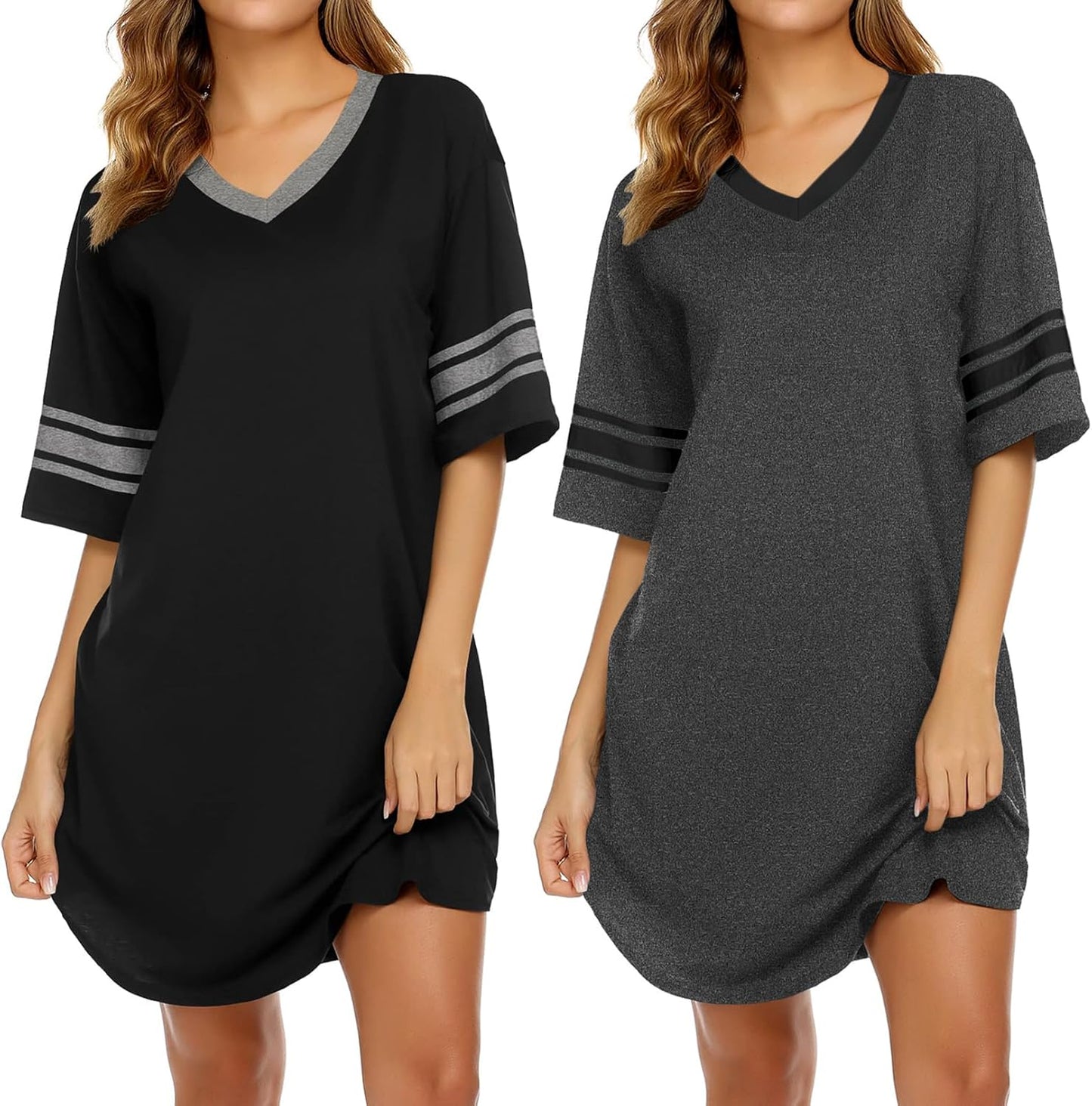 Ekouaer Nightgowns for Women 2 Pack Comfortable Sleepwear