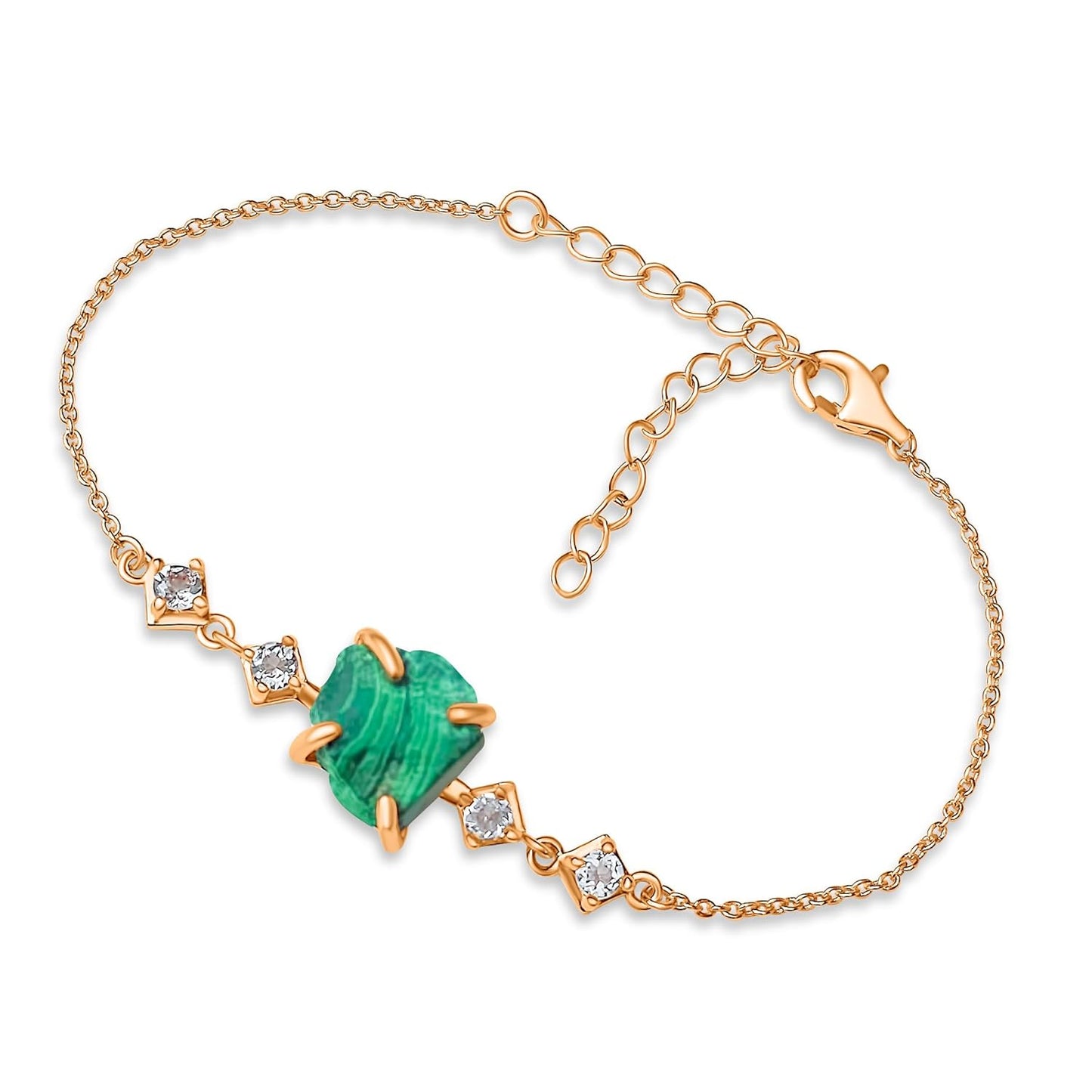 Raw Malachite Chain Bracelet Birthstone Gift for Her Special Occasions
