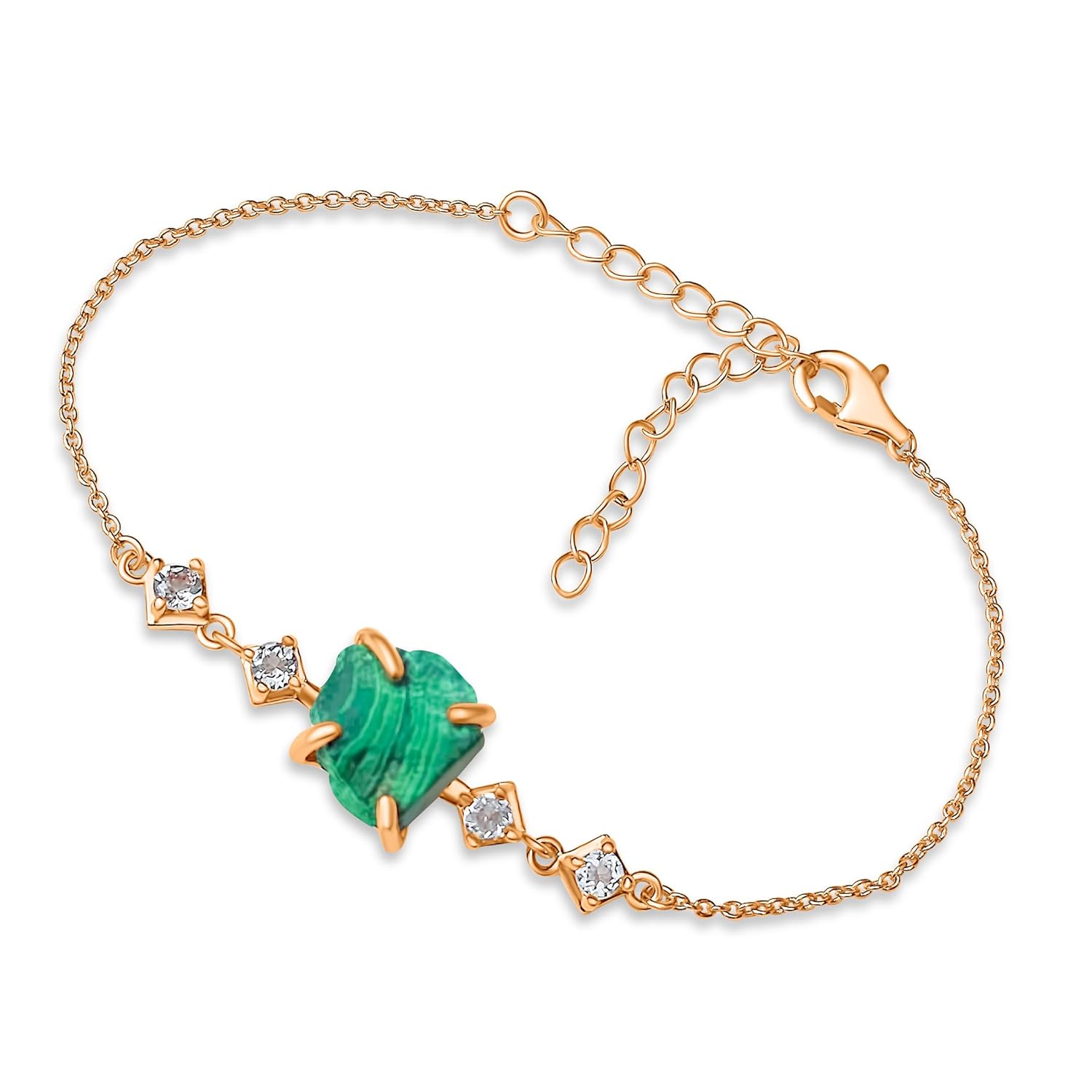 Raw Malachite Chain Bracelet Birthstone Gift for Her Special Occasions