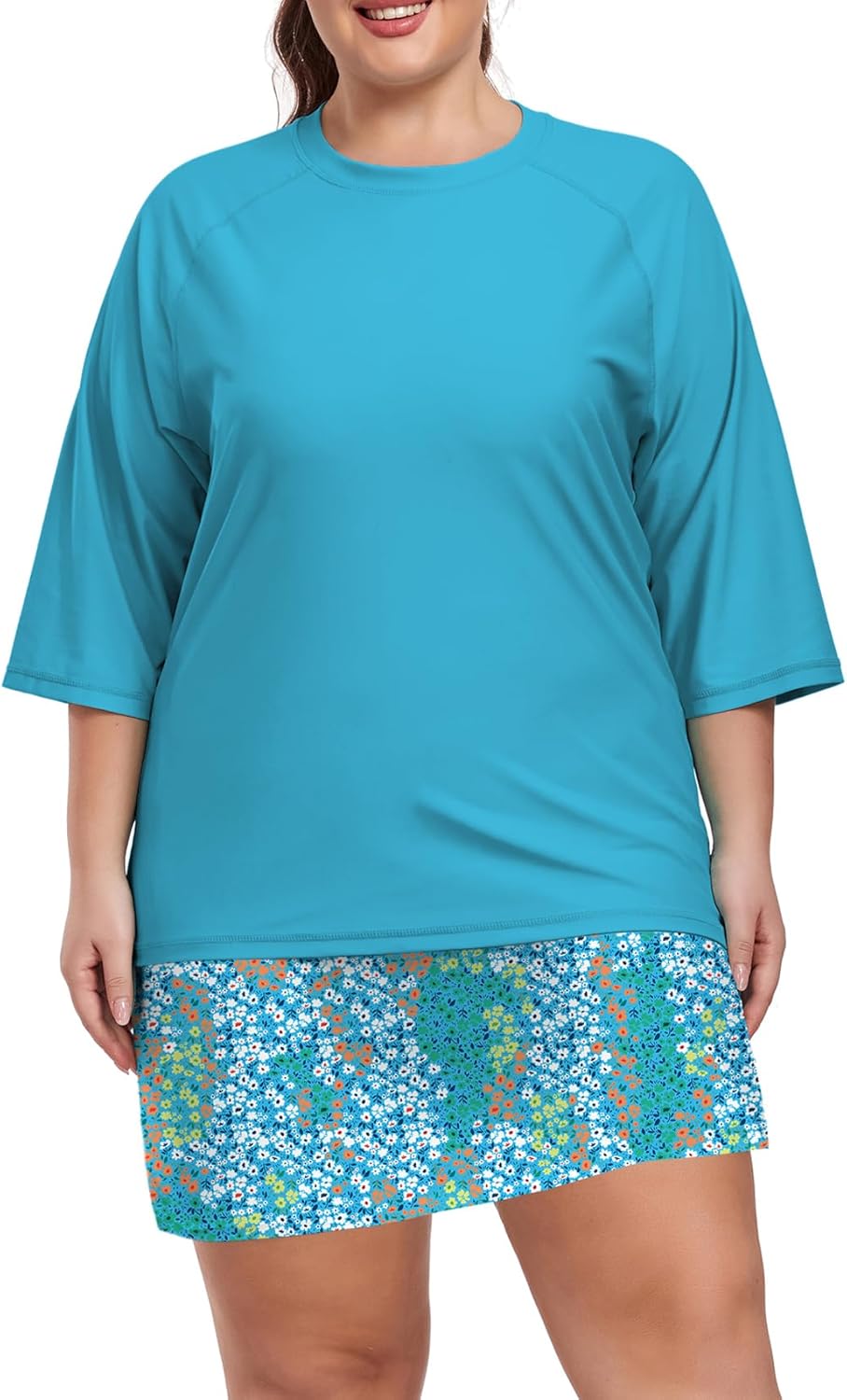 Inno Women's Plus Size 2 Piece Rash Guard Swimsuits for Summer