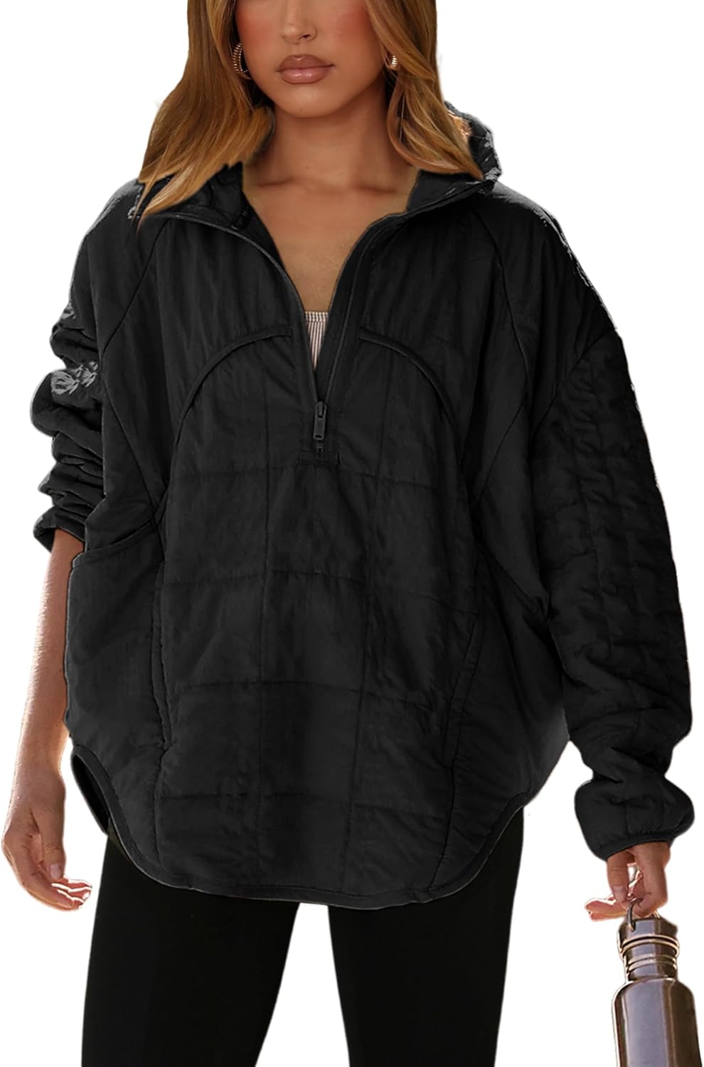 Daacee 2025 Oversized Lightweight Quilted Pullover Jacket