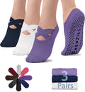 Non Slip Yoga Socks for Women - Cushioned Grip 3-Pack