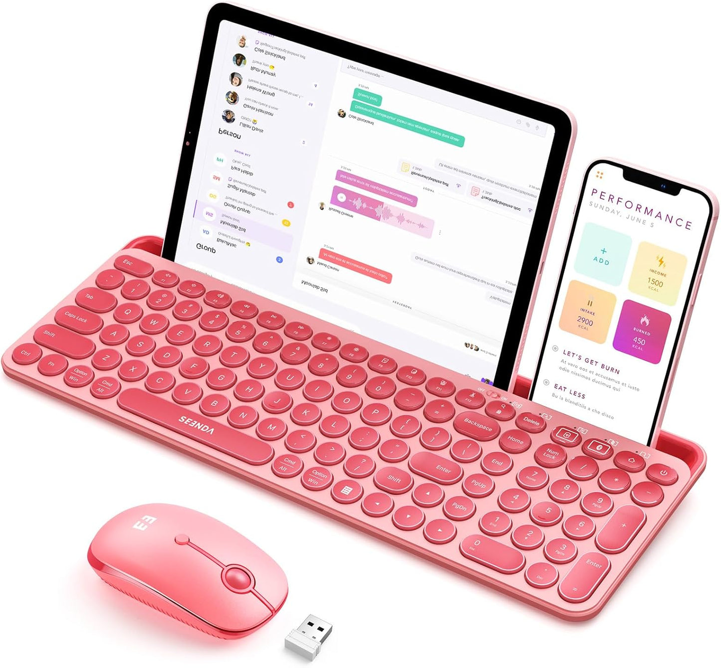 seenda Bluetooth Keyboard and Mouse for iPad - Coral Pink