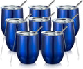COMOOO 12oz Stainless Steel Wine Tumbler 8 Pack - Insulated