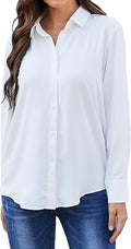 RCL Women's Button Down Dress Shirt - Soft Chiffon Long Sleeve