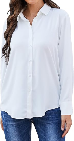 RCL Women's Button Down Dress Shirts for Office Wear and Style