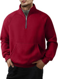 Men's Fleece Quarter Zip Pullover Sweater - Warm Casual Mock Neck easy