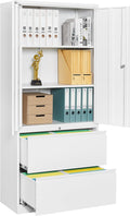 SISESOL 2 Drawer Lateral File Cabinet with Lock and Shelf - Secure