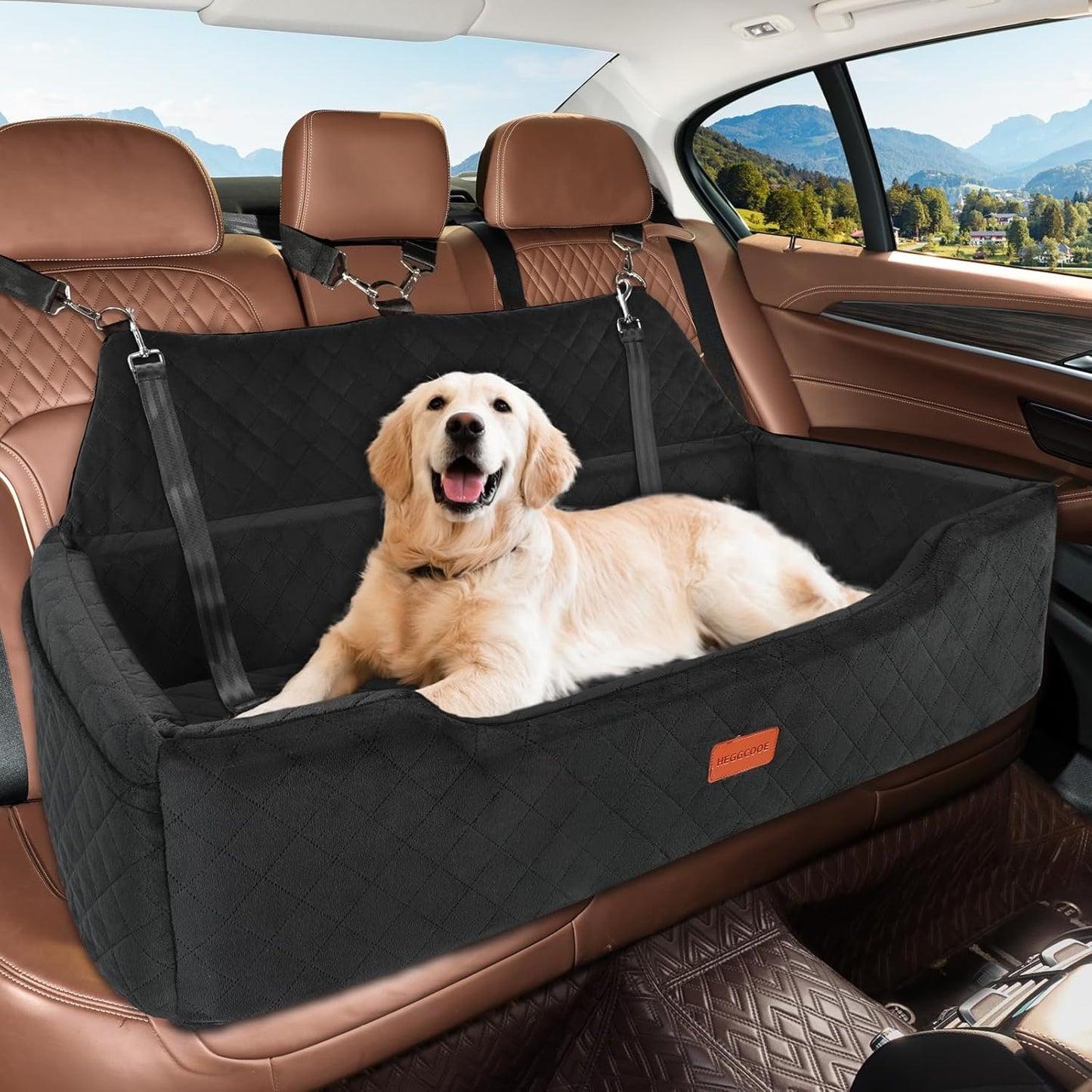 Large Dog Car Seat for Comfortable Travel with Two Medium Dogs