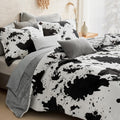 King Size Cow Print Velvet Flannel Comforter Set - Plush Warmth