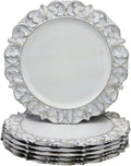 Set of 6 Antique White Charger Plates - Elegant Textured Table Decor