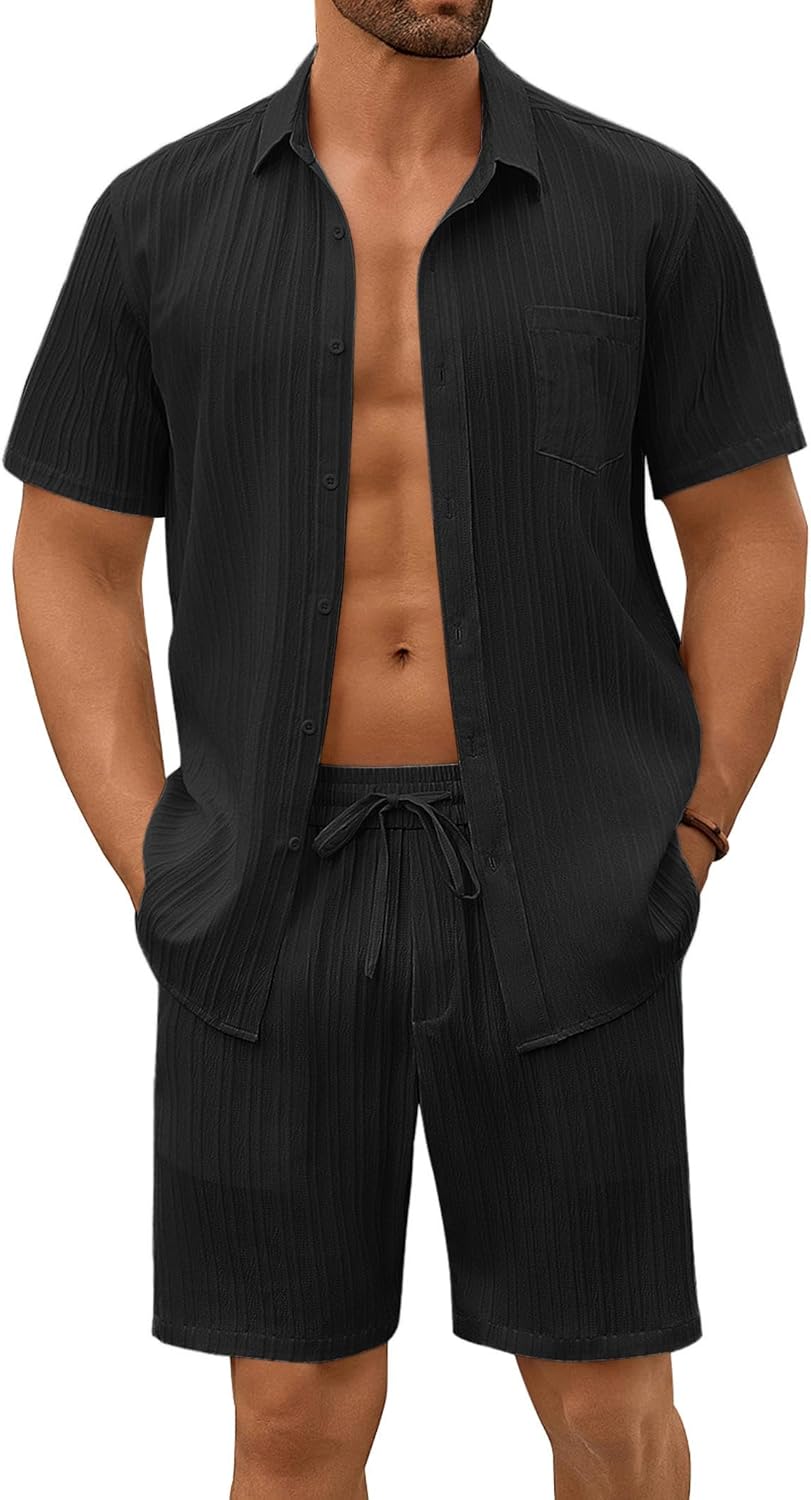 COOFANDY Mens Beach Outfits 2 Piece Set for Summer Style