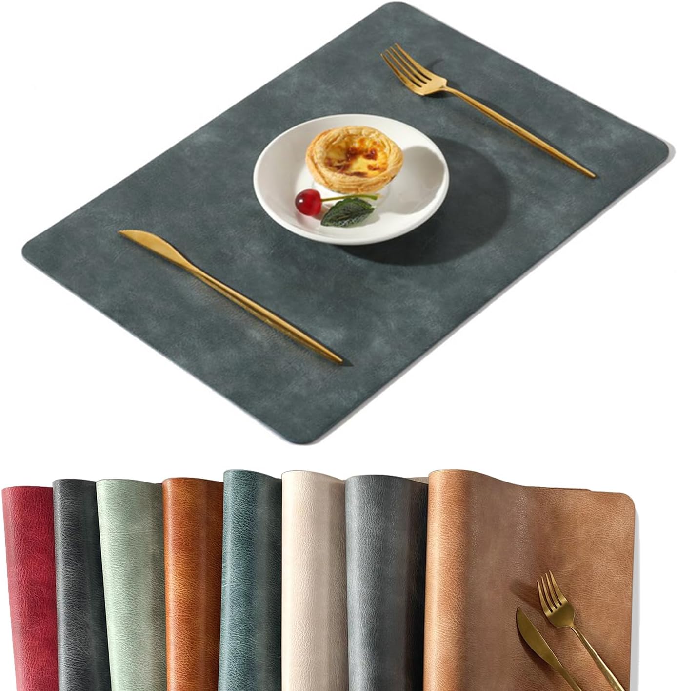 UnivoColors Washed Cowhide Pattern PU Leather Placemats Set of 8