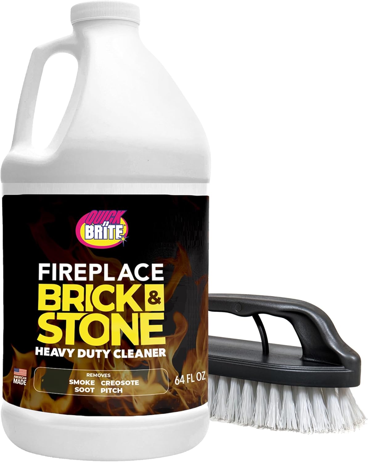 Quick N Brite Fireplace Gel Cleaner with Scrub Brush for Deep Cleaning