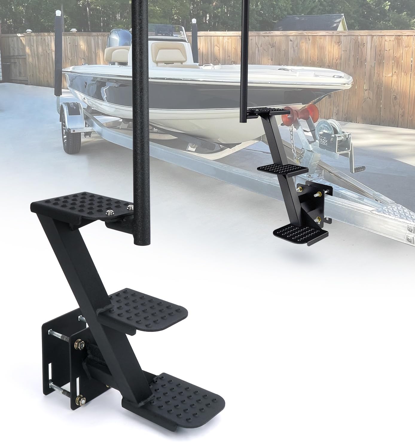 Heavy-Duty Boat Trailer Steps with Handle for Safe Boarding