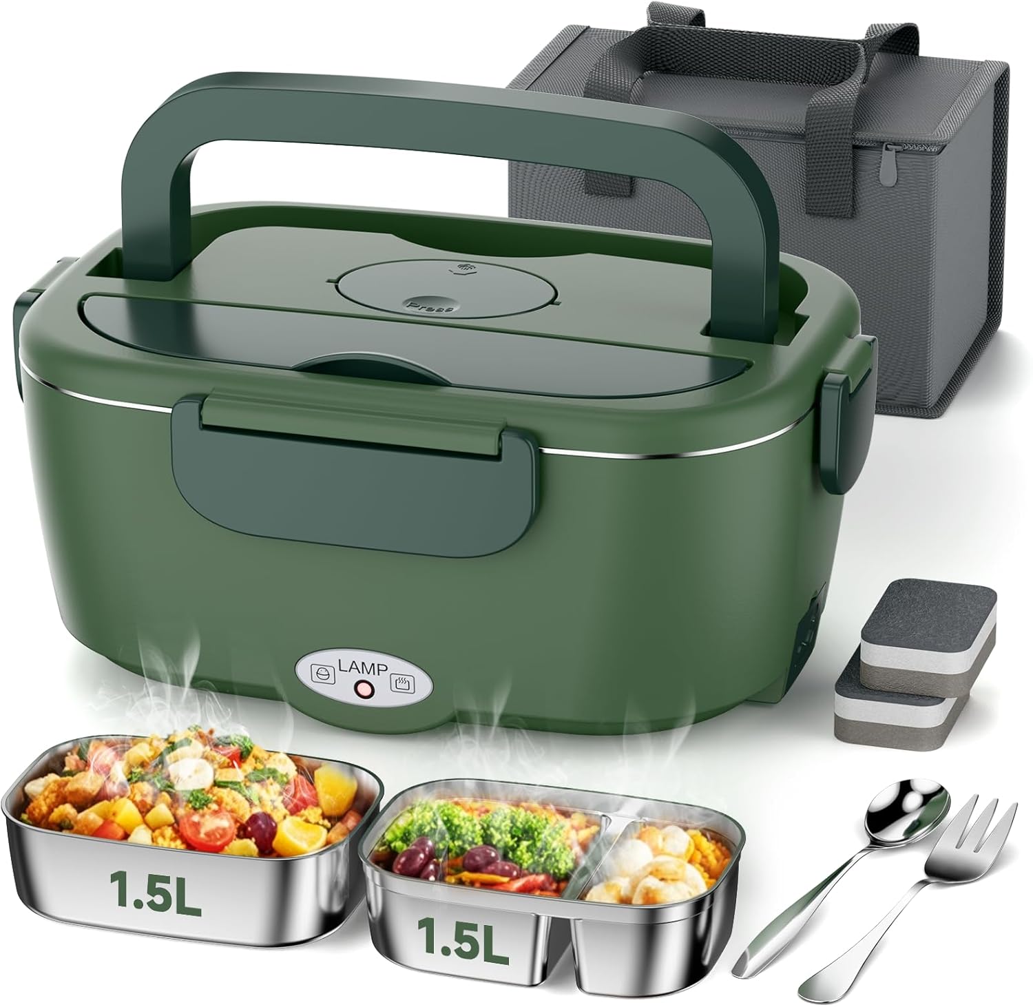 Azevix Electric Lunch Box: Fast Heated Food Warmer