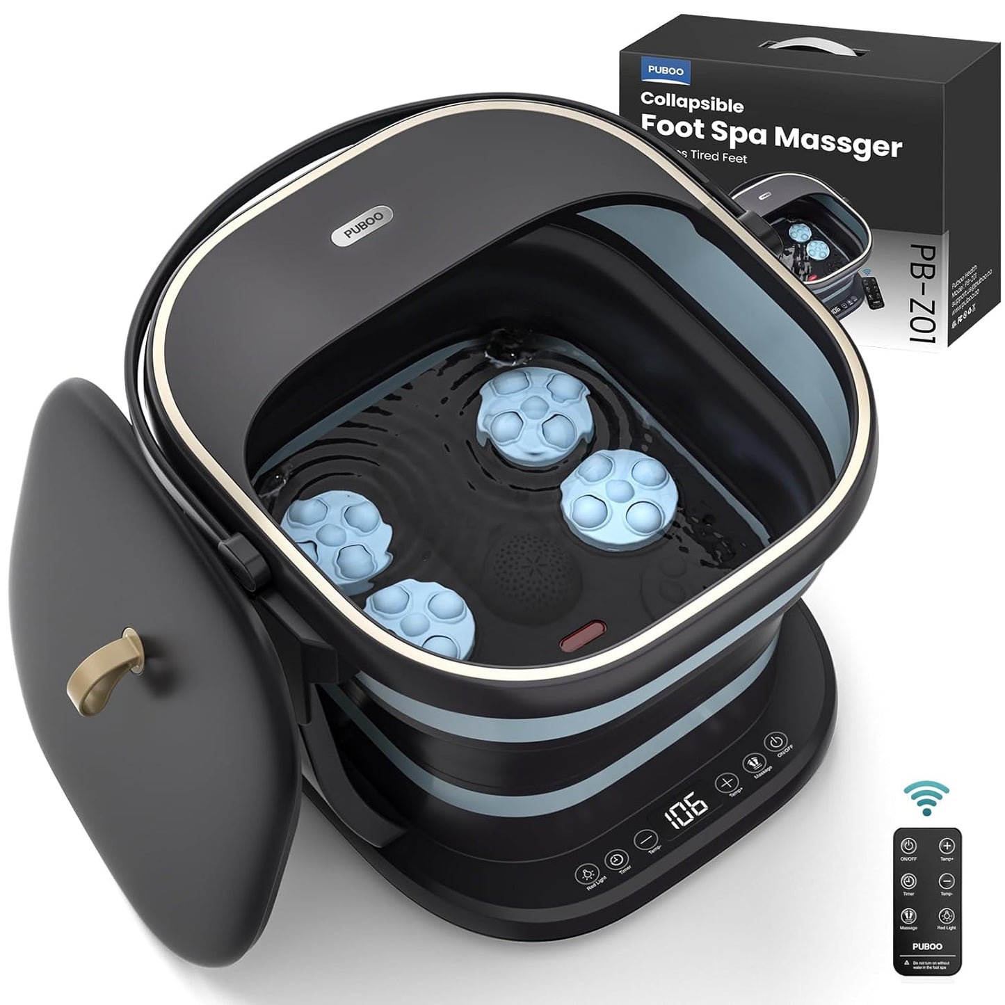 Puboo Collapsible Heated Foot Spa Bath with Remote Control